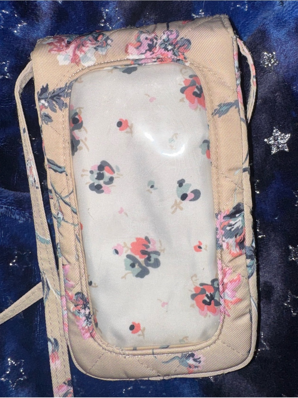 Floral Clear-Front Crossbody Phone Bag - Beige Floral